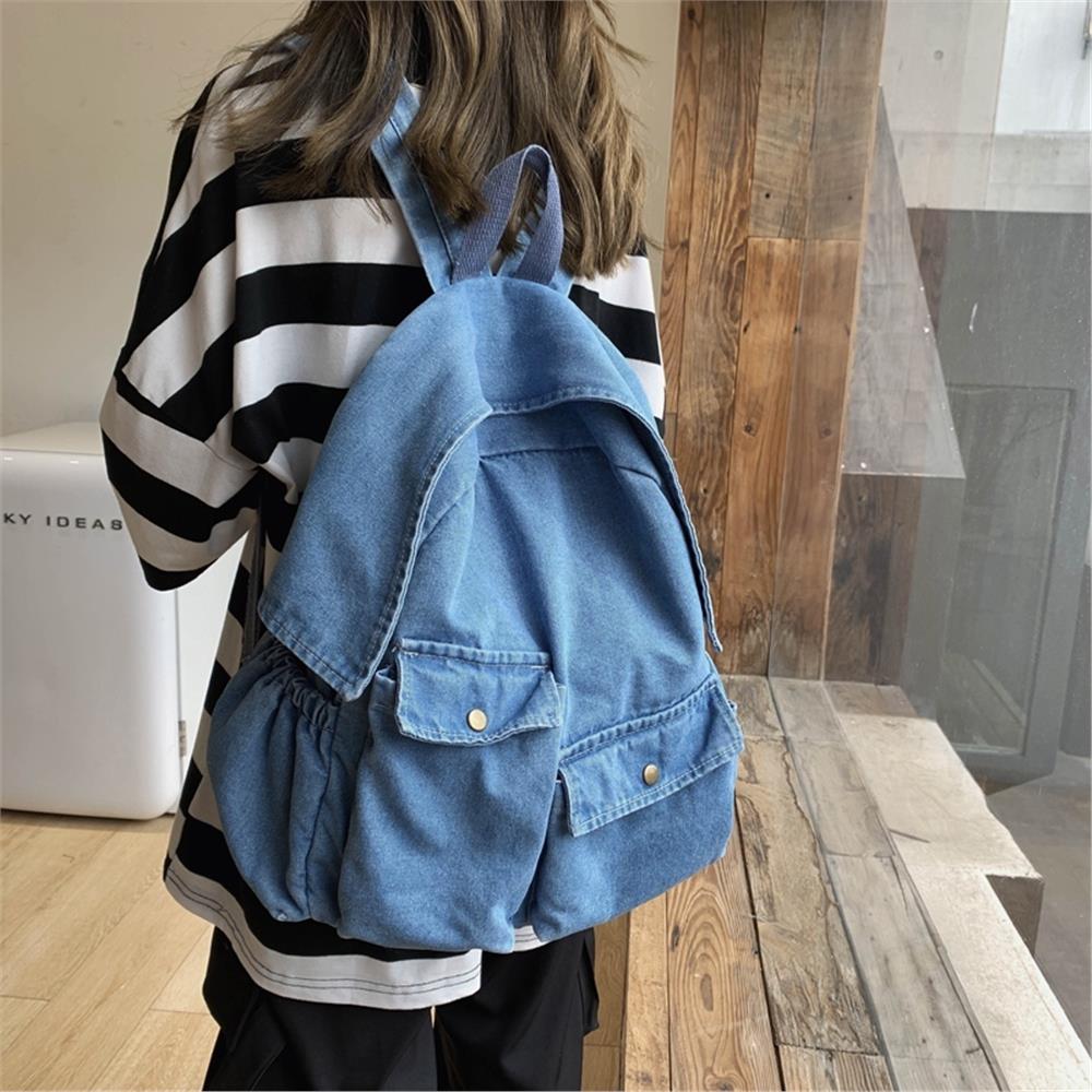 Freizeit Tasche Schultaschen Männer und Frauen Jean Blue Rucksäcke Umhängetaschen Reisetaschen Denim Daypack