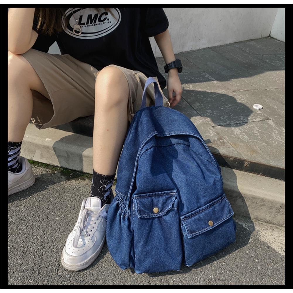Freizeit Tasche Schultaschen Männer und Frauen Jean Blue Rucksäcke Umhängetaschen Reisetaschen Denim Daypack