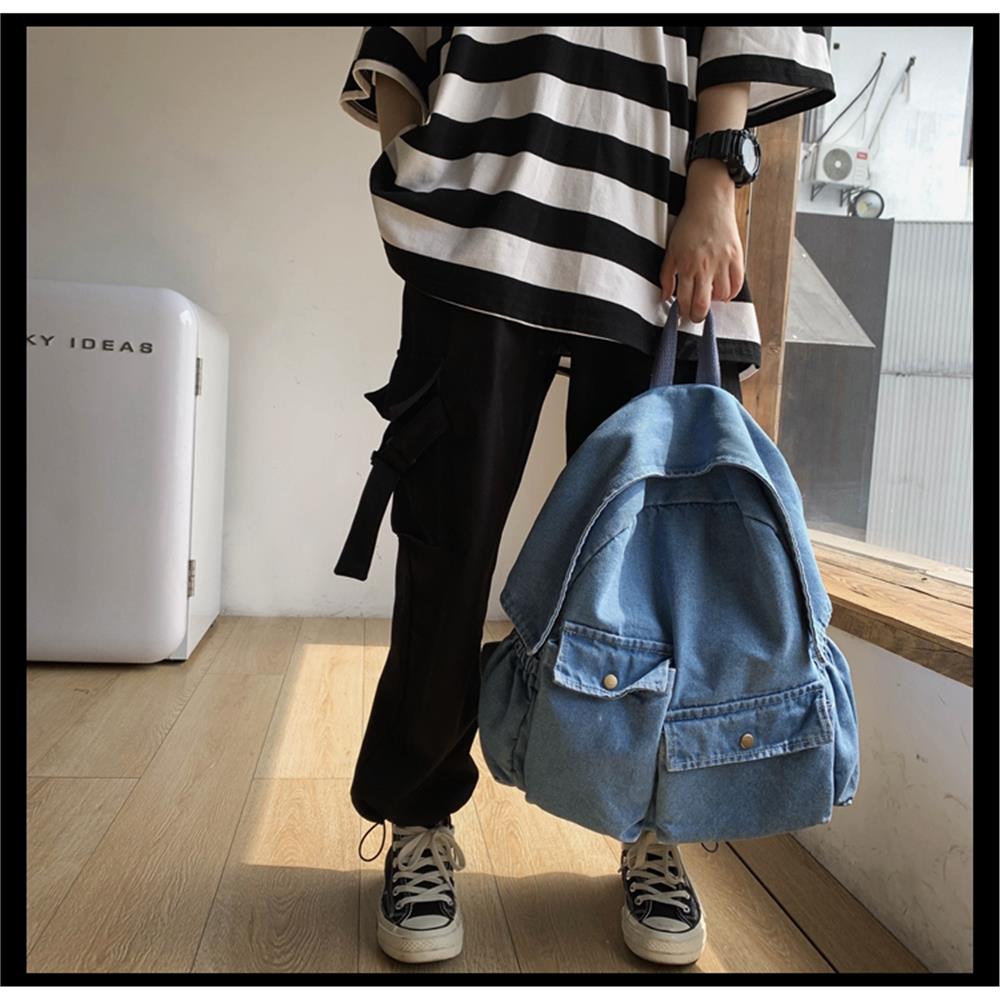 Freizeit Tasche Schultaschen Männer und Frauen Jean Blue Rucksäcke Umhängetaschen Reisetaschen Denim Daypack