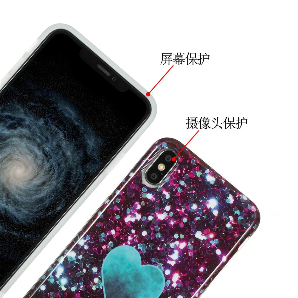 Glitter Heart Marble Slim Shockproof Flexible Bumper Soft Rubber Silikon Cover Phone Case