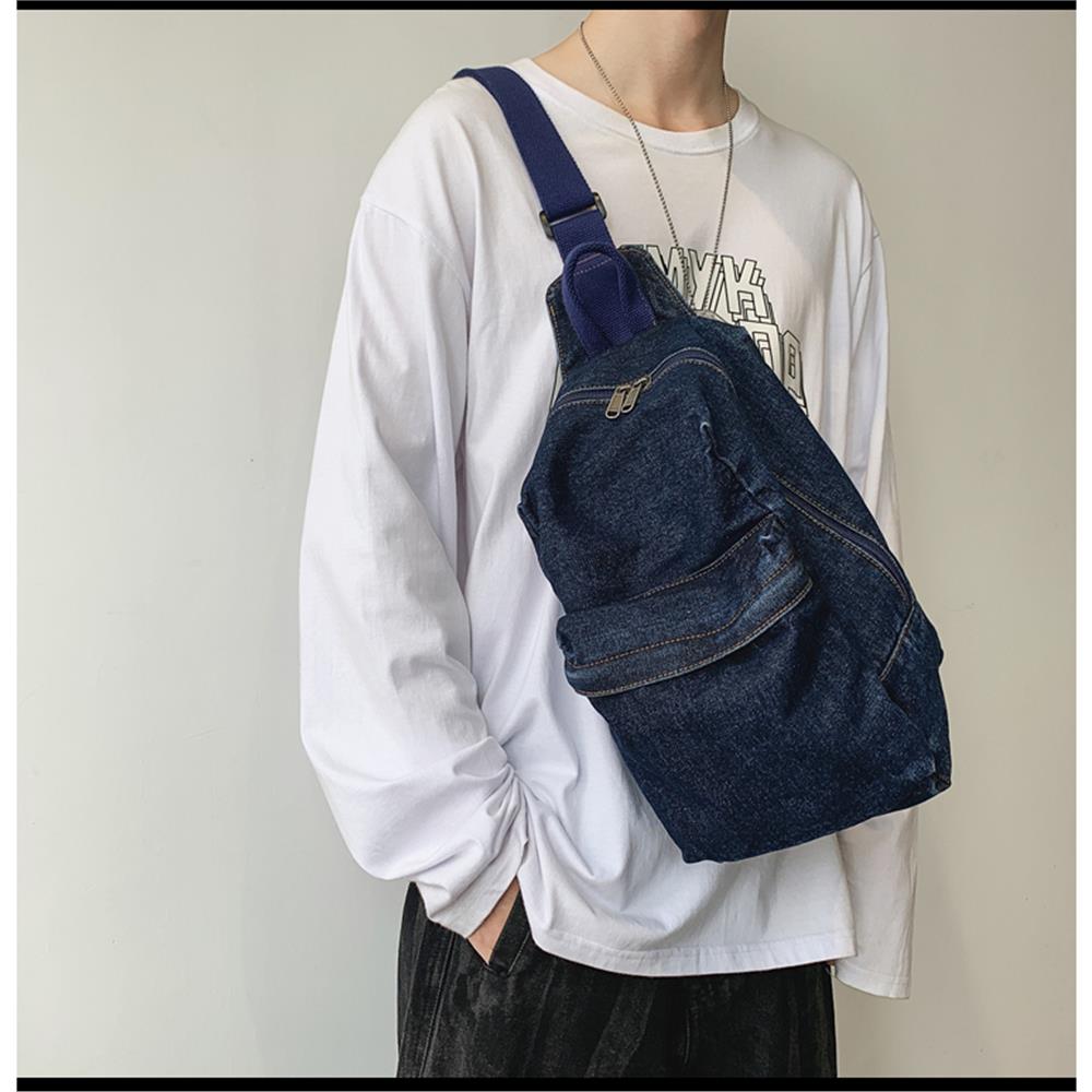 Mochilas escolares de alta calidad Bolsos de hombro azul Jean Bolsos de viaje cruzados Bolsos azules de mezclilla