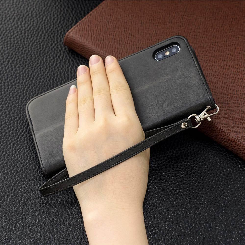 Etui de téléphone en cuir d'agneau de couleur unie
