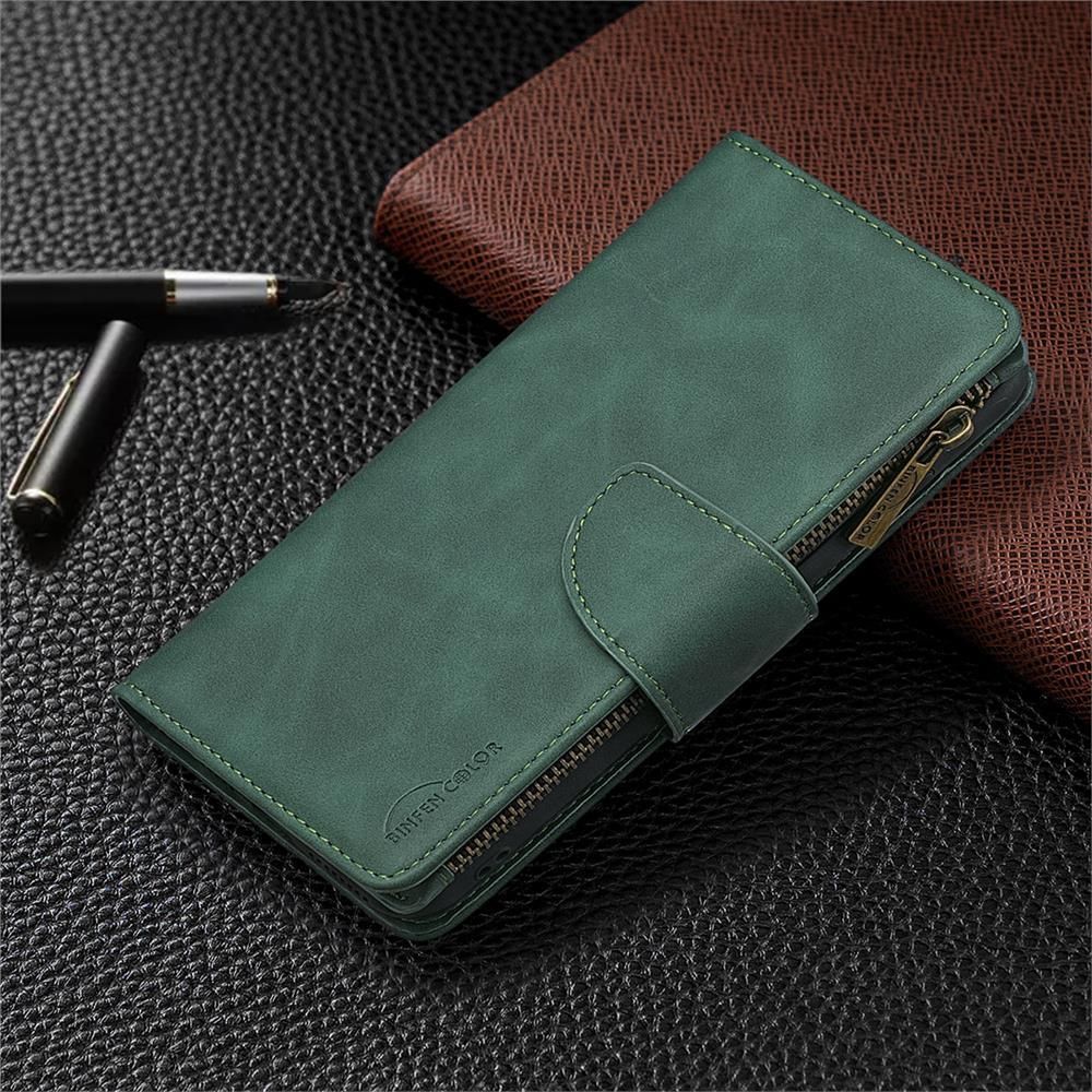 Binfen Couleur BF02 Fermeture Éclair Multifonctionnelle Sensorielle En Cuir Téléphone Portefeuille Housse Housse