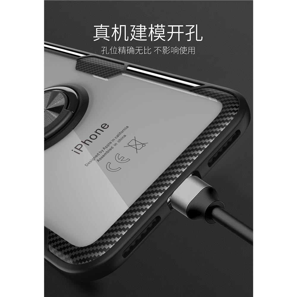 Cas de téléphone de support d'anneau de verre acrylique de carbone