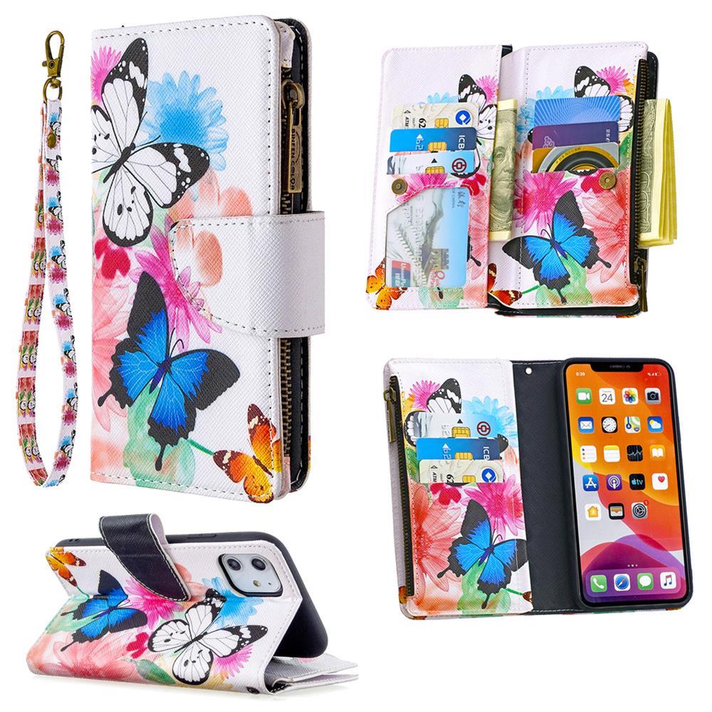 Binfen Couleur BF03 Vivid Flying Butterflies Pattern Zipper Multifunction Leather Phone Wallet Case Cover