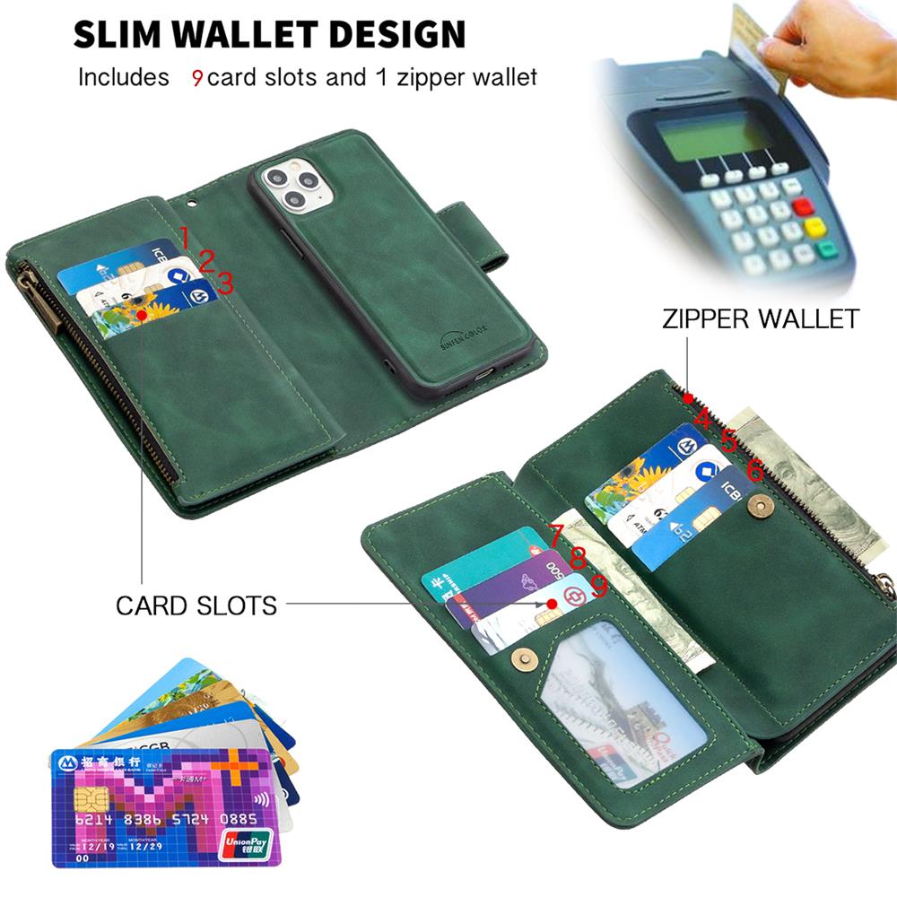 Binfen Couleur BF02 Fermeture Éclair Multifonctionnelle Sensorielle En Cuir Téléphone Portefeuille Housse Housse