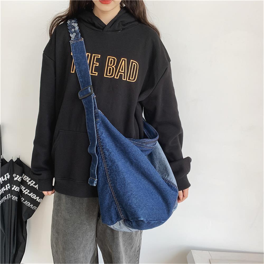 高品質ラージサイズジーンズショルダークロスボディバッグファッションデニムランドセルレディースバッグレディースハンドバッグトラベリングバッグショッピングバッグ