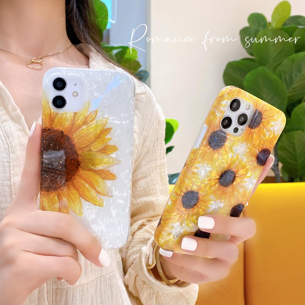 Овальный защитный чехол с подсолнухом для iPhone