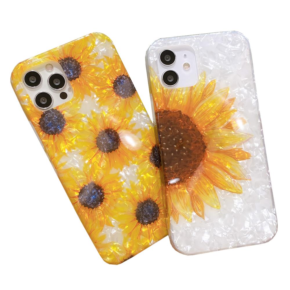 Oval Sunflower Protective Case Cover for iPhone