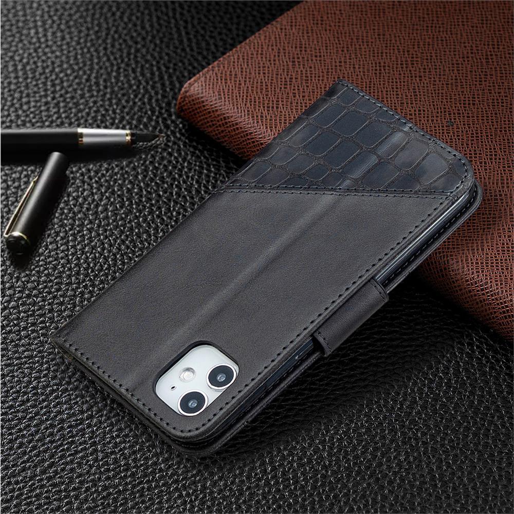 Binfen Color BF04 Crocodile Color Block Stitching Leather Wallet Phone Case Cover