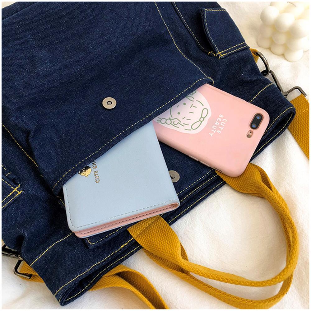 Fashion Schoolbag 2021 Women Bags Ladies Handbags Large Size Jean Shoulder Crossbody Bags with Lovely Toy Pendant on for Girls